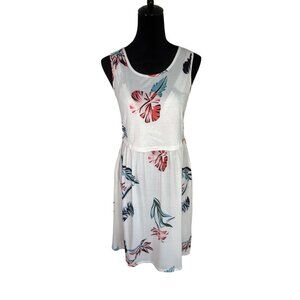 OUGES Floral Maternity Nursing Dress Sleeveless Breastfeeding Sundress Pockets